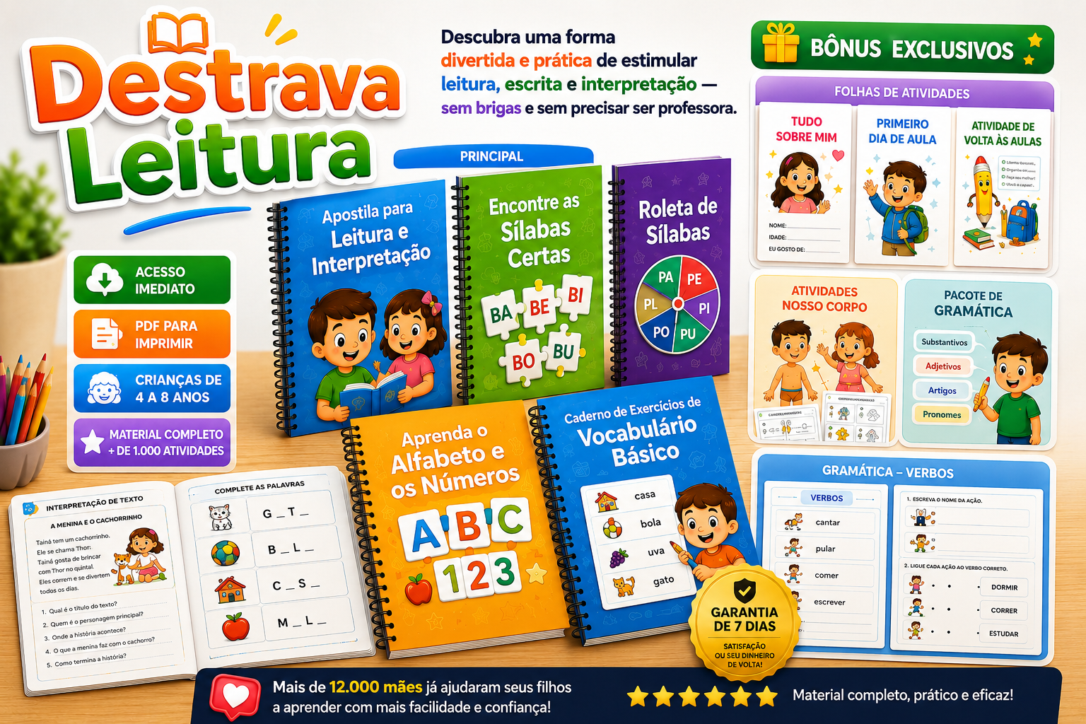 Mockup do material Destrava Leitura